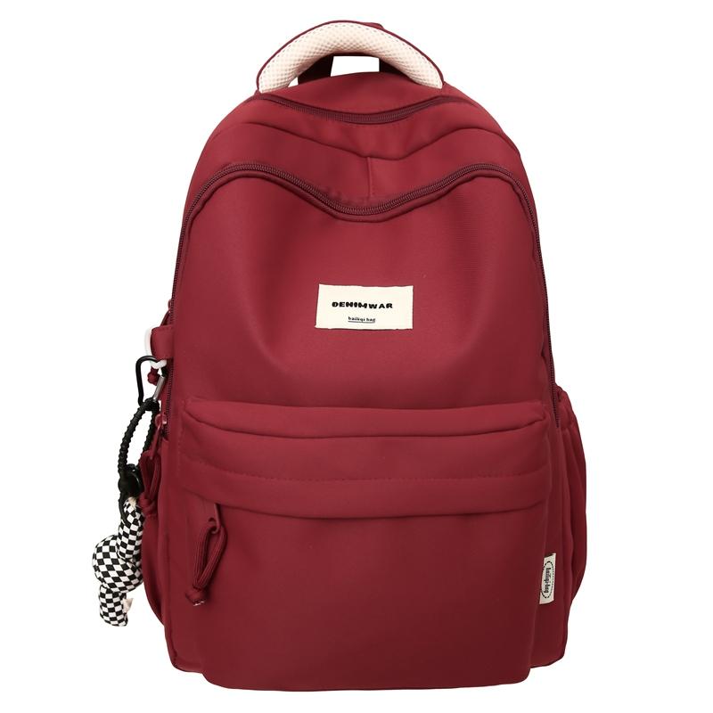 Women Large Capacity Backpack Student Schoolbag Men Solid Color Backpack