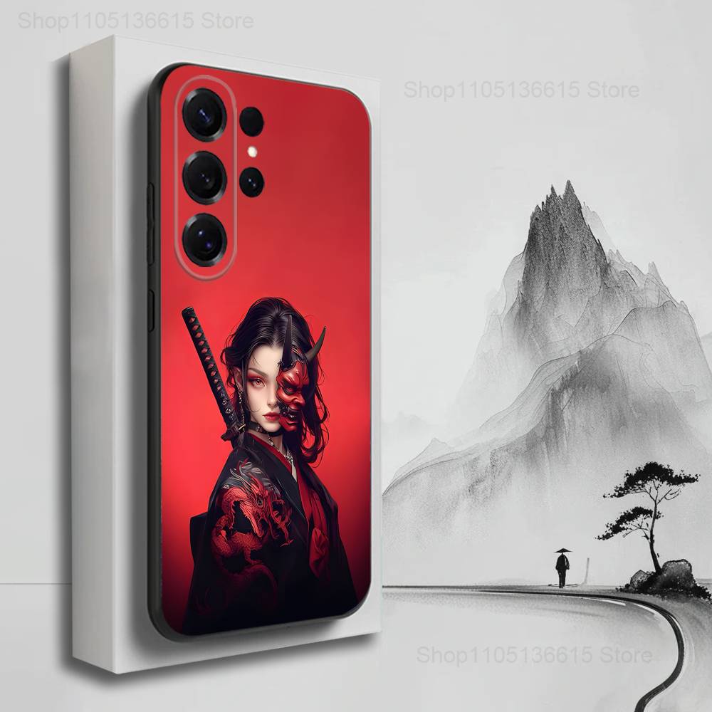Cool Art Warrior Woman Phone For Samsung S22,S25,S24,S23,Ultra,FE,Plus,S21,S20,S10,S9,Lite,Soft Silicone Black