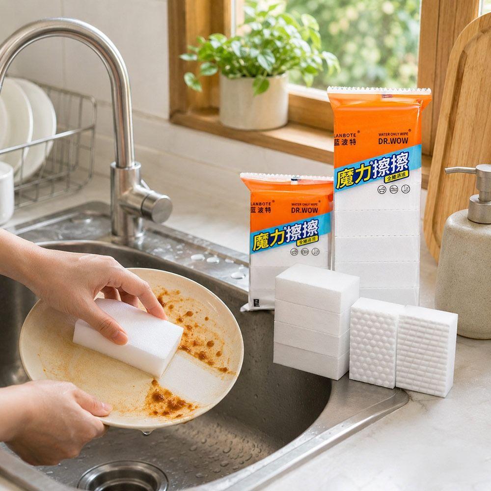 10Pcs Double Sided Nano Cleaning Sponge White Double Sided Scrubber Home Cleaning