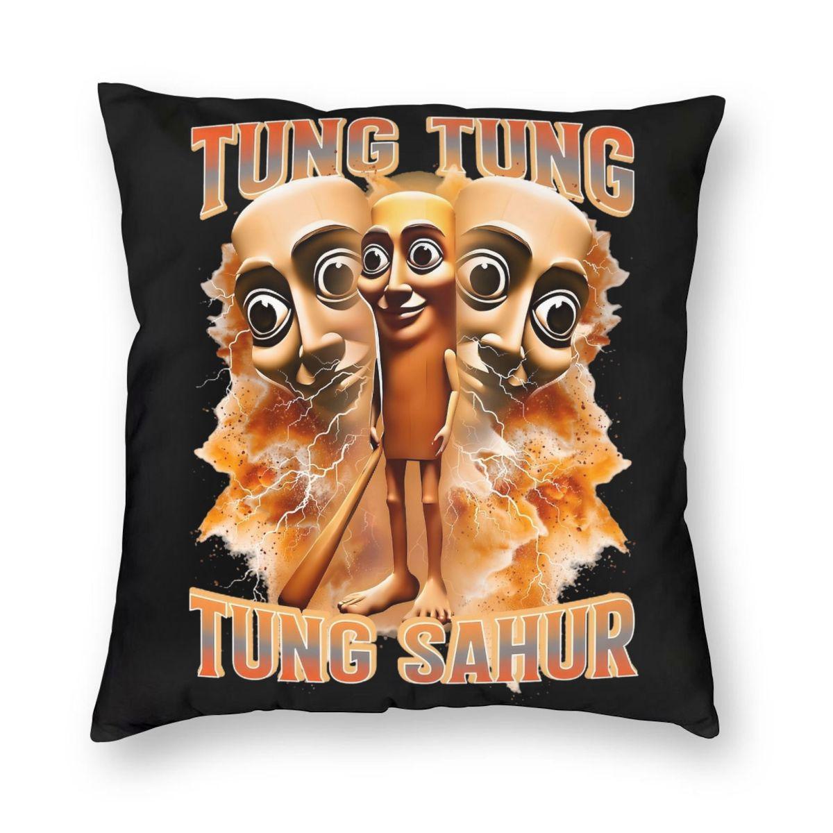 

Tung Tung Tung Sahur Italian Brainrot Meme Pillowcase Double-sided Printing Polyester Cushion Cover Gift Pillow Case Cover 12x12Inch