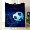 A Glowing Soccer Ball Surrounded by Blue Digital Particles and Lines. for All Seasons Blanket Lunch Break Throw Gift