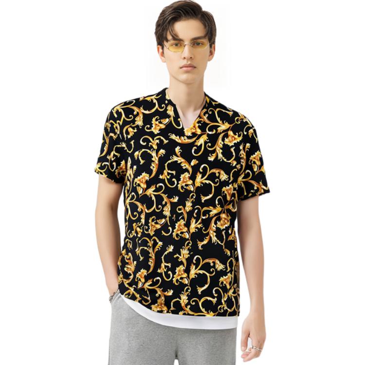 Versace Printed Crew Neck Pullover Short Sleeve T-Shirt Men Tops Black A89503S-1F01778-5B090