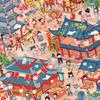 Junbei 4.0 Festival Series Stickers: Large Sheet for National Day, Lantern Festival, New Year with Ancient Style Miniature Scene Toys for Girls.