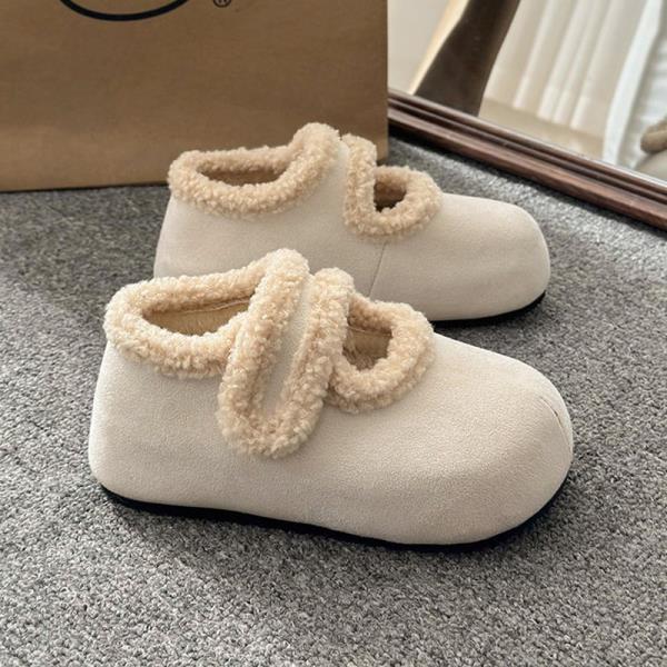 Fashion Shallow Mouth Korean Shoes Round Toe Loafers Fur All-Match Casual Female Sneakers Dress Flats Women 2025 New Winter Leisure Soli