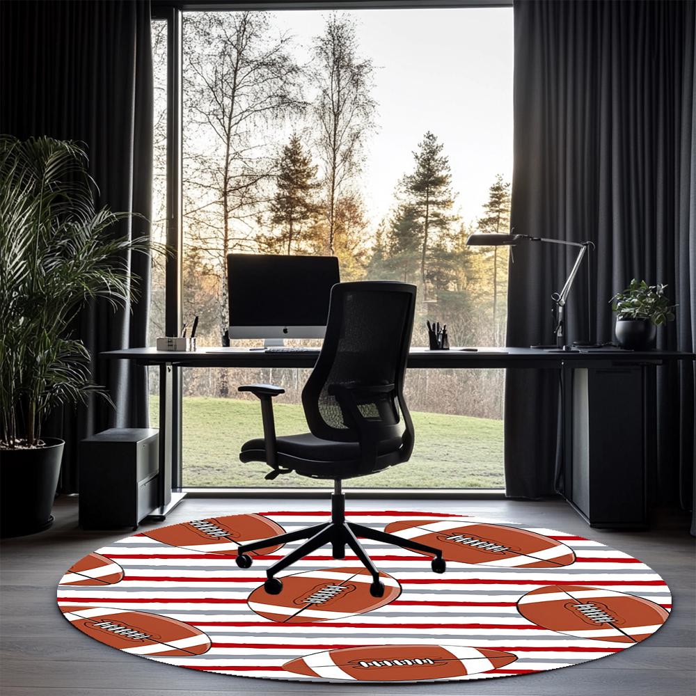 American Football Printed Round Rug Carpet Chair Rug Area Rug Entryway Doormats,for Office Chair Living Room Bedroom Kitchen Room.