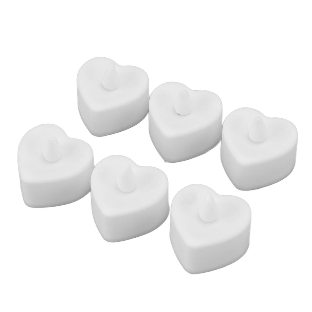 12Pcs LED Tea Lights Heart Shaped Flameless Battery Operated Electronic Fake Candles Wedding Party