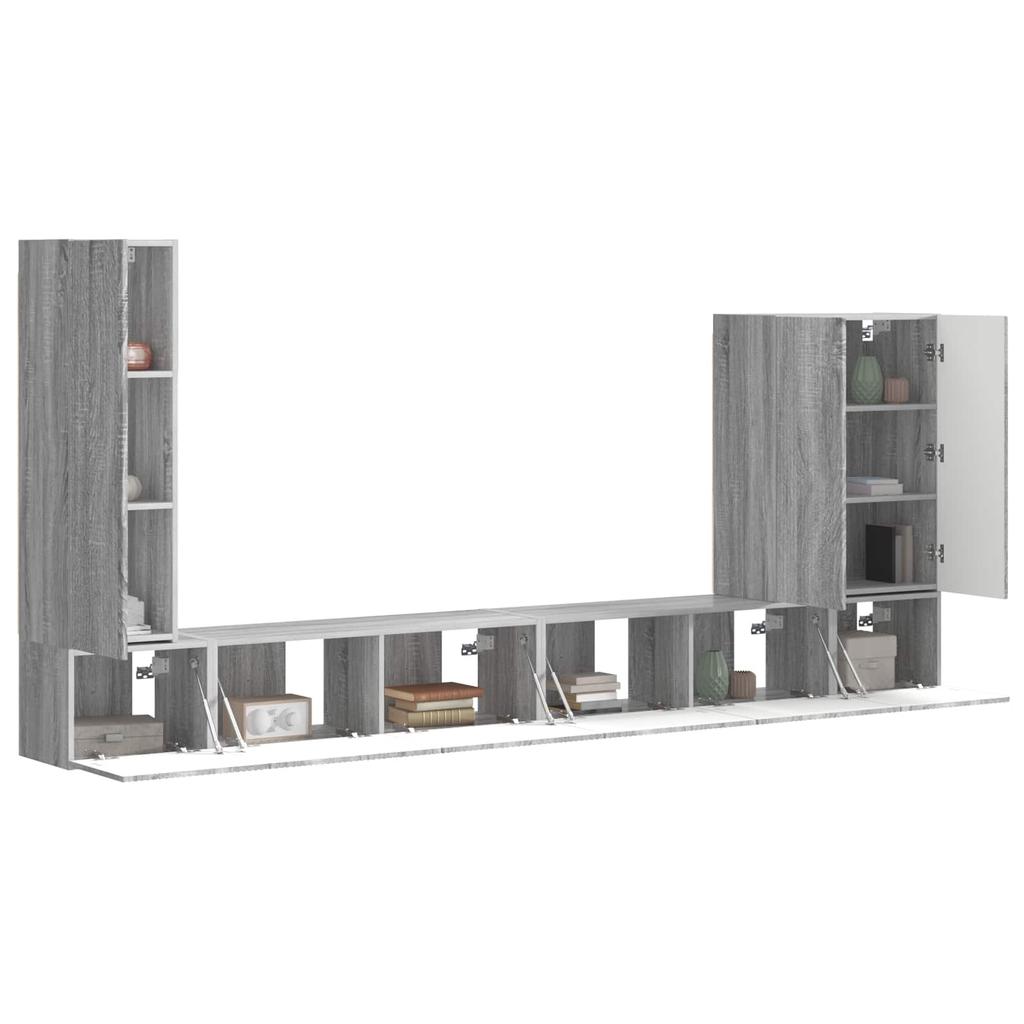TV Wall Shelf Set Wall Mounted 6 Pcs Grey Sonoma