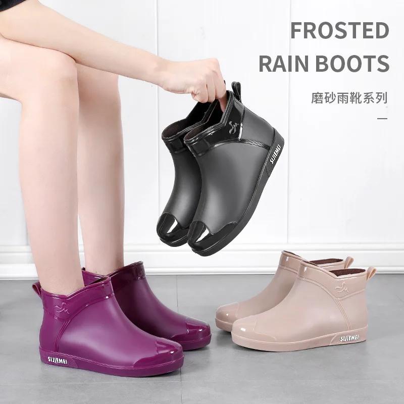 Fashion Women Rain Boots Korean High-heel Fashion Outdoor Short Tube Rain Boots Waterproof Shoes Warm Cotton Anti Slip Ankle Boots 2025