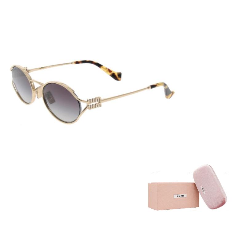 MIU MIU Logo Metal Oval Sunglasses Women Sunglasses Gold SMU52Y