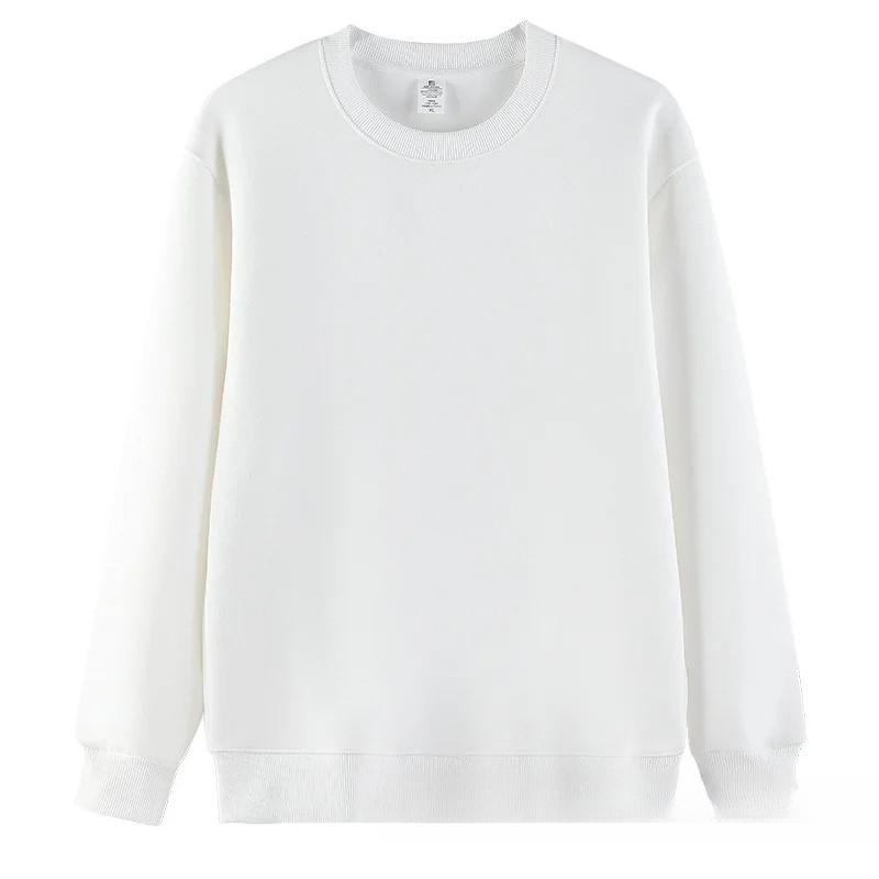Autumn and Winter Cotton Crew Neck Sweatshirt Unisex Composite Solid Color Loose Long Sleeve Top Crewneck for Men M