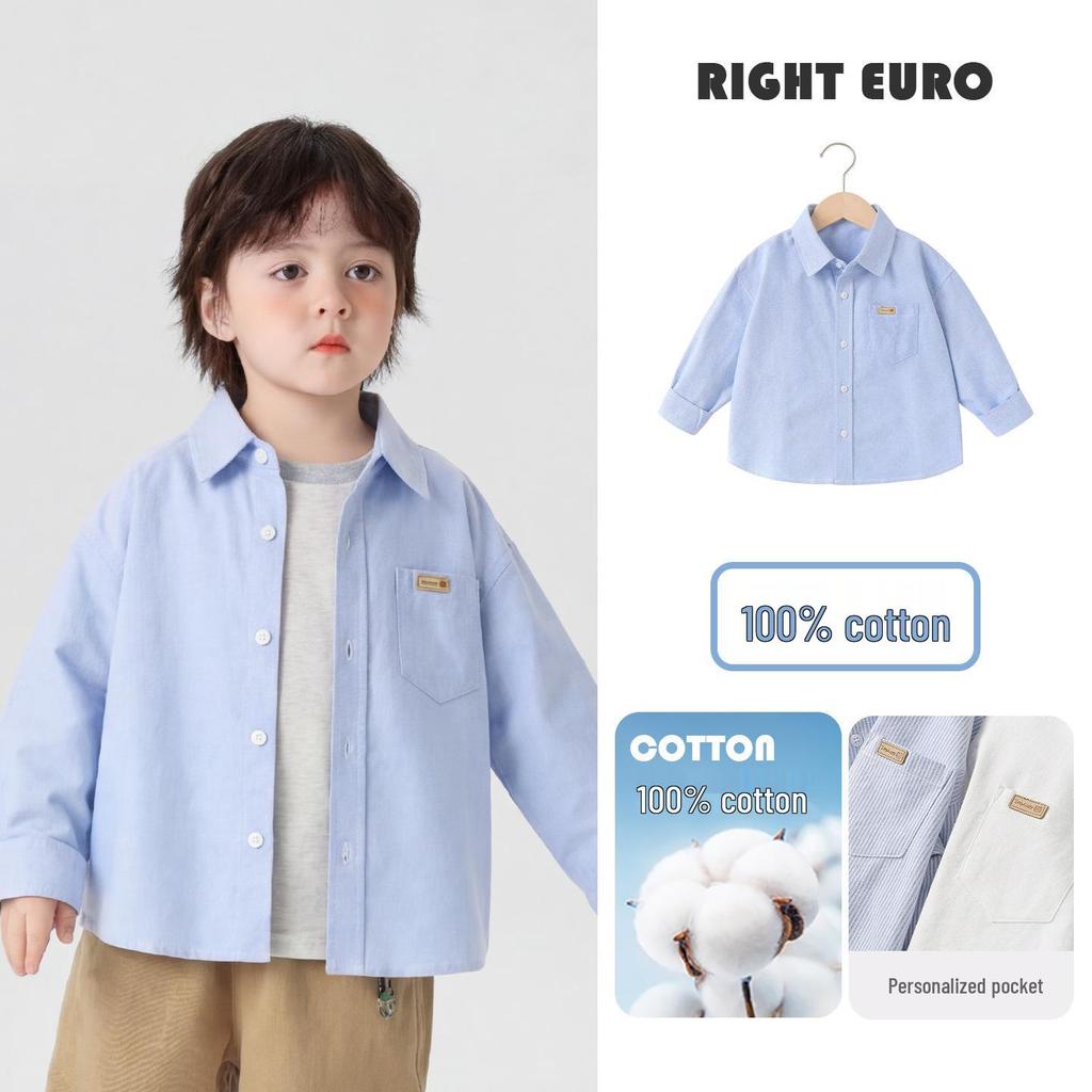 Trendy European Boys' Long Sleeve Casual Shirt - Spring/Autumn Kids' Clothing