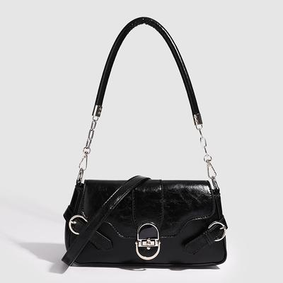 Französische Umhängetasche Schwarze Tasche Nischenstruktur Tasche Tasche Retro Achseltasche Vielseitige Umhängetasche