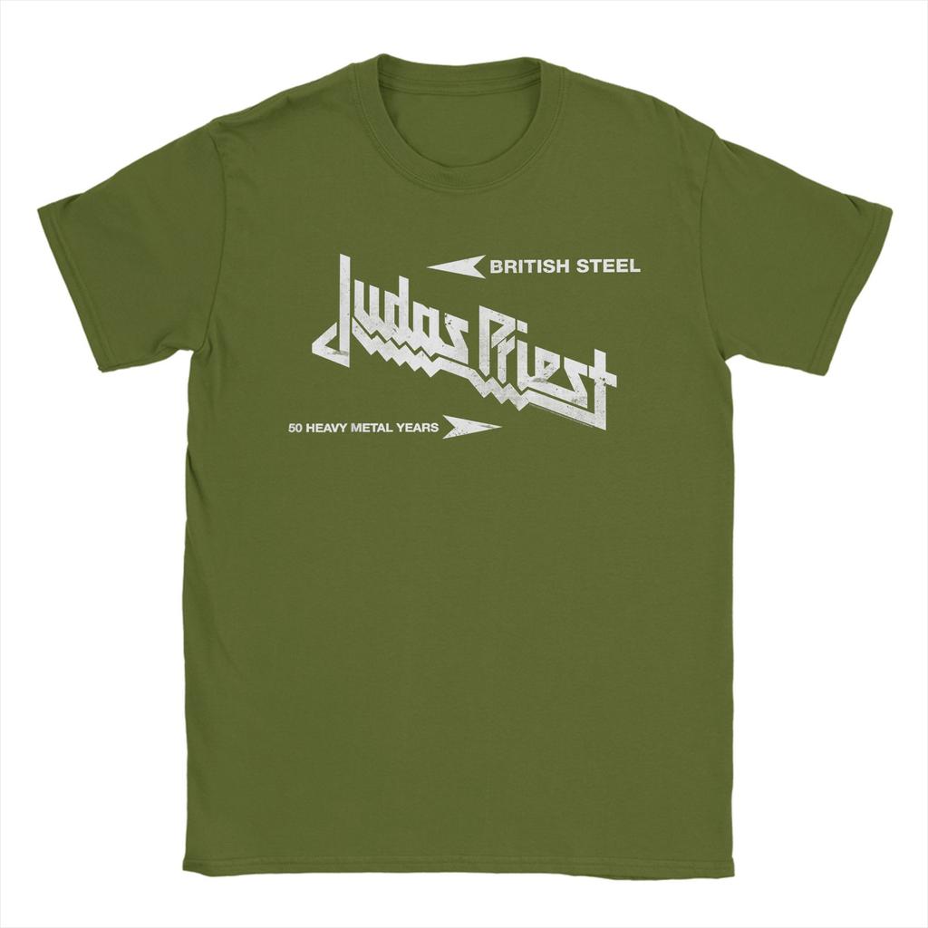 Novelty Judas Priest British Steel Asphalt T-Shirt Men Round Collar T Shirts Band Music Short Sleeve Tees 4XL 5XL 6XL Clothing