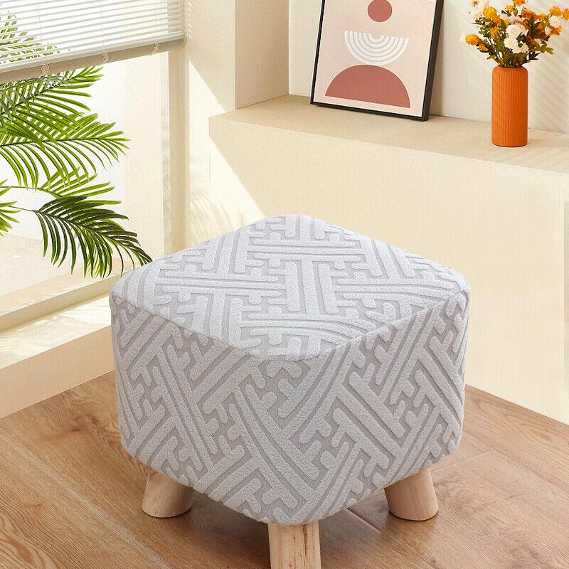 1pc Small Footstool Cover Round Square Stretch Jacquard Ottoman Slipcover Dustproof Seat Cover Living Room ChairCover Home Decor