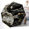 1 Stück Yin Yang Wolken Automatischer Faltregenschirm, Stabiles 8-Rippen-Dach, Tragbarer Reise-Regenschirm für den Außenbereich