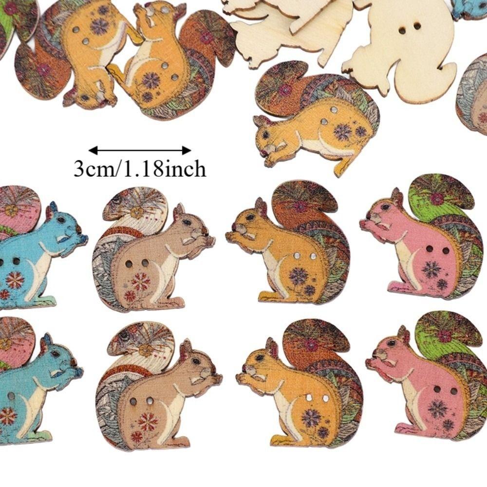100pcs Assorted Colors Wood Buttons 1.18in Long Animal Buttons Craft Buttons DIY Decoration