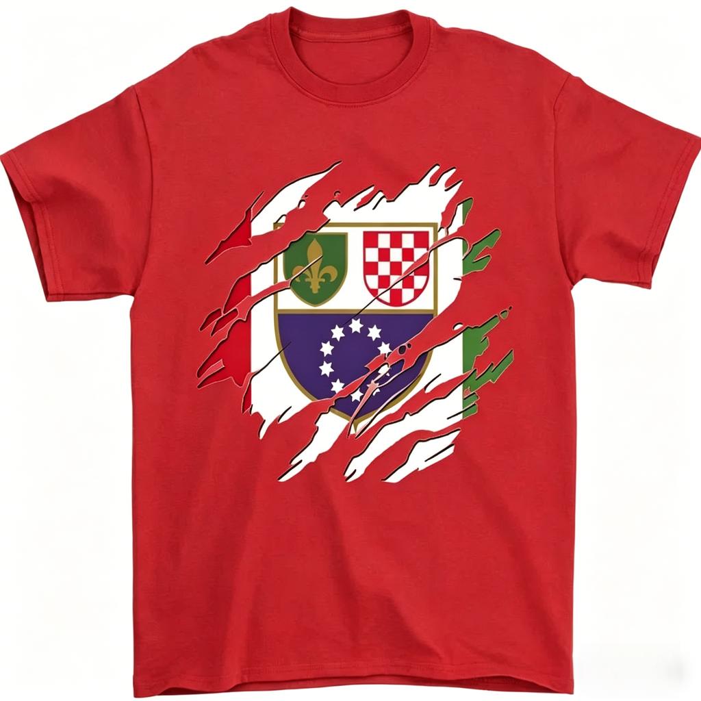 Hot Trending Torn Bosnia and Herzegovina Flag Day Football TShirt Design Preview Only Tshirt 2026 Unisexs Womens Cotton Tshirt