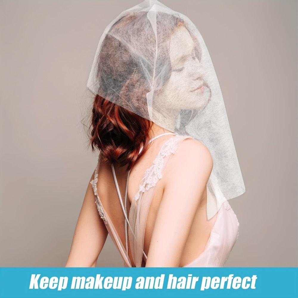 100Pcs Non-Woven Face Makeup Protector Hood Breathable Makeup Clothing Protector  Wedding Supply