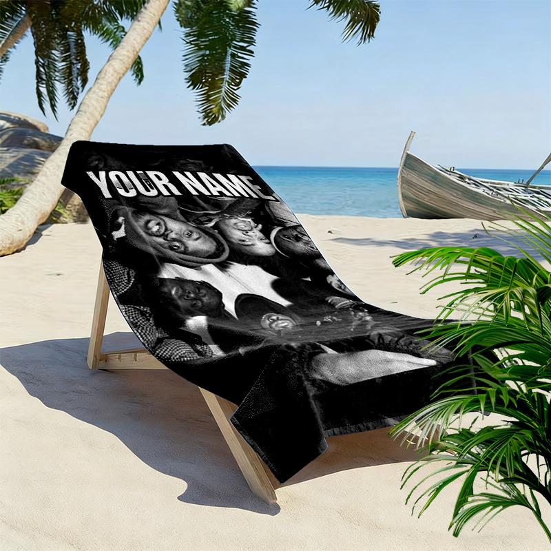 Custom Name Wu-Tang Clan Print Beach Towel, Large Soft Quick Dry Towel for Beach Camping Swimming