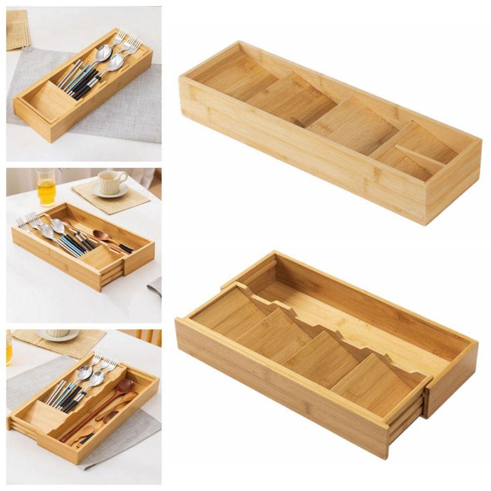 Space Saving Utensil Storage Box 6 Compartments Cutlery Drawer Organizer  Kitchen Utensil