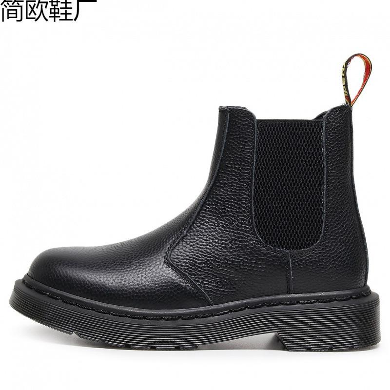 Boots Women's Lychee Pattern Soft Leather Locomotive Boots Leather Short Boots Men's and Women's