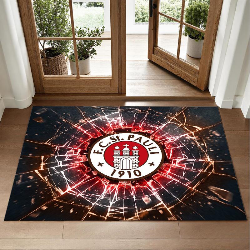 FC St. Pauli Football Design Crystal Velvet Rug Soft Decorative Mat for Bedroom Entrance