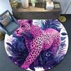 Purple Leopard Round Area Rug,Carpet Rug for Living Room Bedroom Sofa Playroom Decor,Non-slip Floor Mat