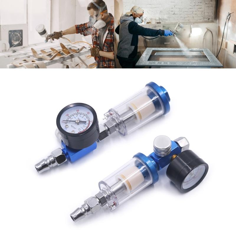 Pneumatic Tools In-line Oil Water TrapFilterSeparator Air Adjusting Regulator with Pressure Gauges Water TrapFilter