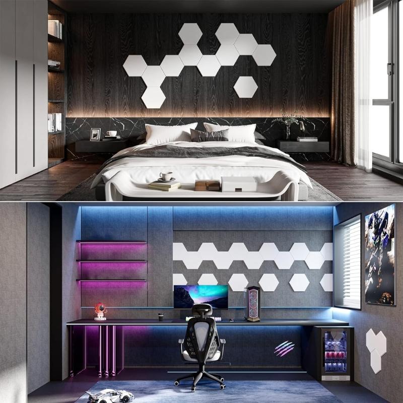 12Pieces Acoustics Foam Wall Tiles Hexagonal Foam Panel Polyester Fiber Wall Panels for Quiet Study Spaces Libraries