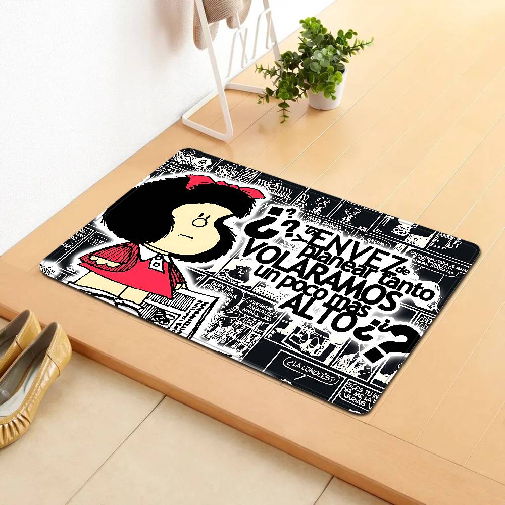 M-Mafalda Girl Floor Mat INS Style Soft Bedroom Floor House Laundry Room Mat Anti-skid Household Carpets
