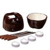 Chocolate Fondue Set Ceramic Pot with 4 Forks & Candles