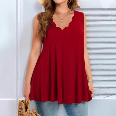 Women's Fashion Summer Plus-size Casual V-neck Sleeveless Vest Top