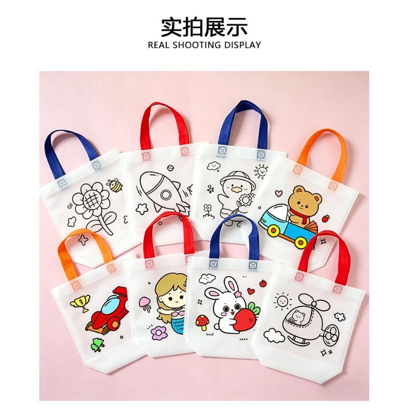 Diy Blank Non Woven Tote Bag For Kids Graffiti Hand Coloring Art Craft