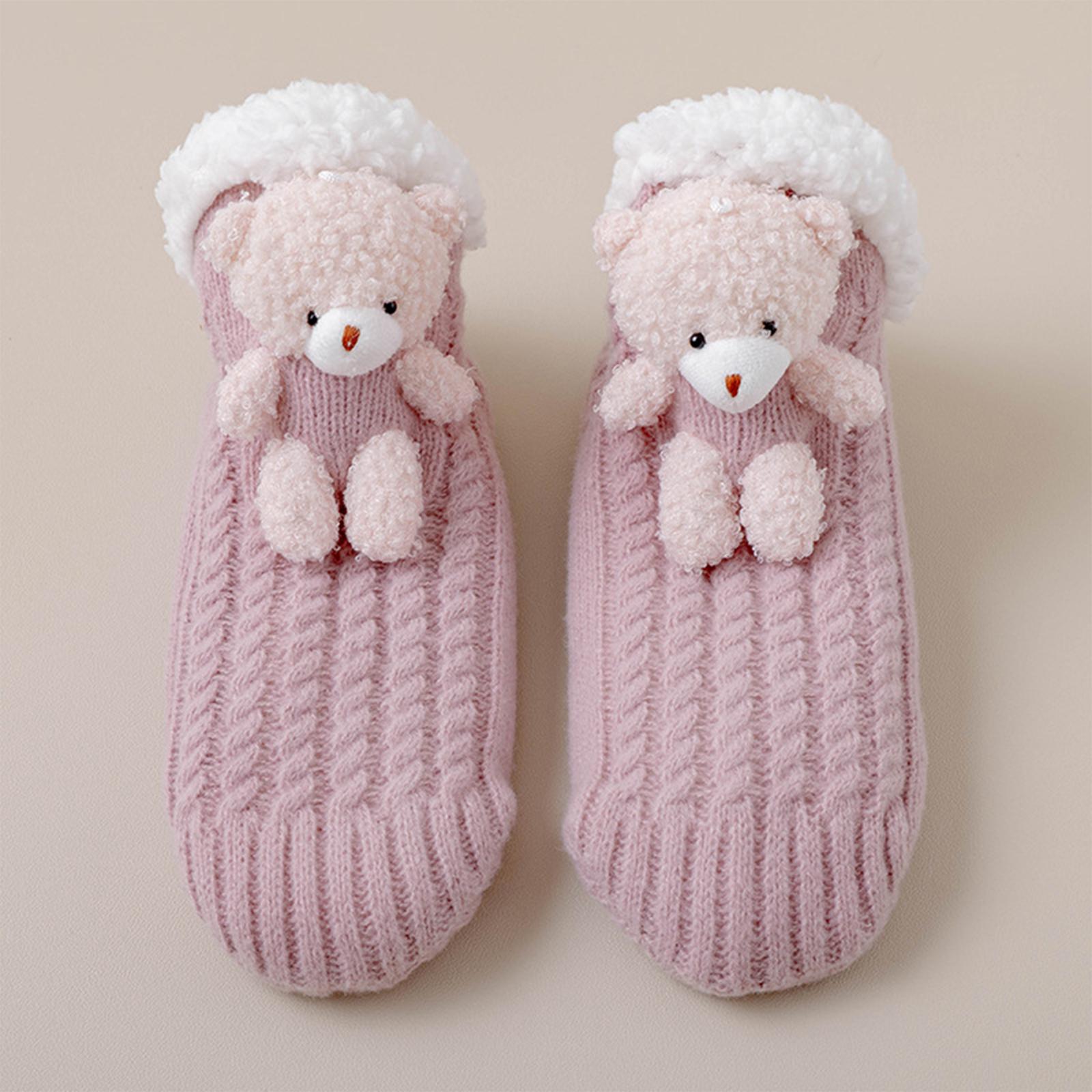 

Женские носки для пола с толстым флисом для тепла, милой овечьей шерстью для сна дома и грелки для ног One Size розовый