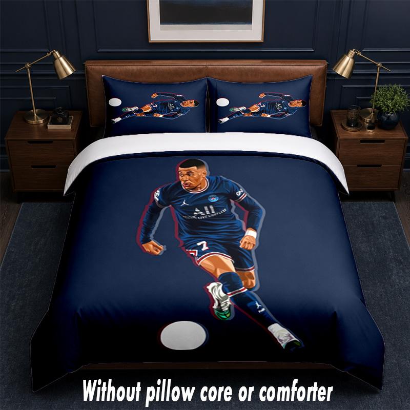 Kylian Mbappe Design Bed Bedding Set 1 Duvet Cover + 2 Pillowcases Soft Breathable Household Bed Linens