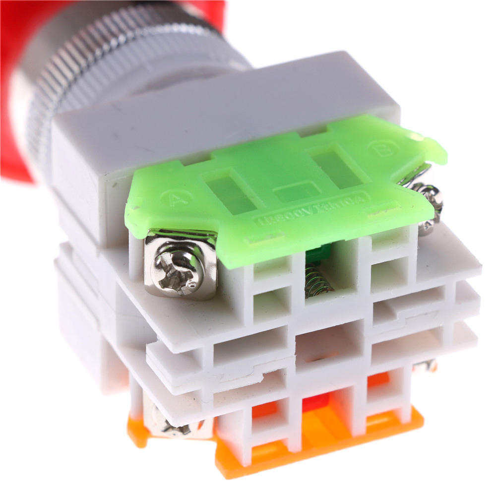 Red Mushroom Cap 1No 1Nc Dpst Emergency Stop Push Button Switch Ac 660V 10A