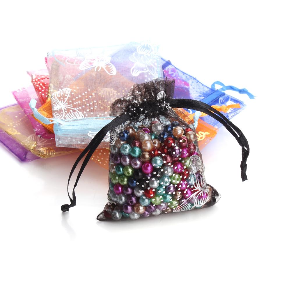 25pcs Organza Bags Colorful Butterfly Jewelry Bags Drawstring Pouches For Wedding Party Decoration Candy Jewelry Packaging Bags