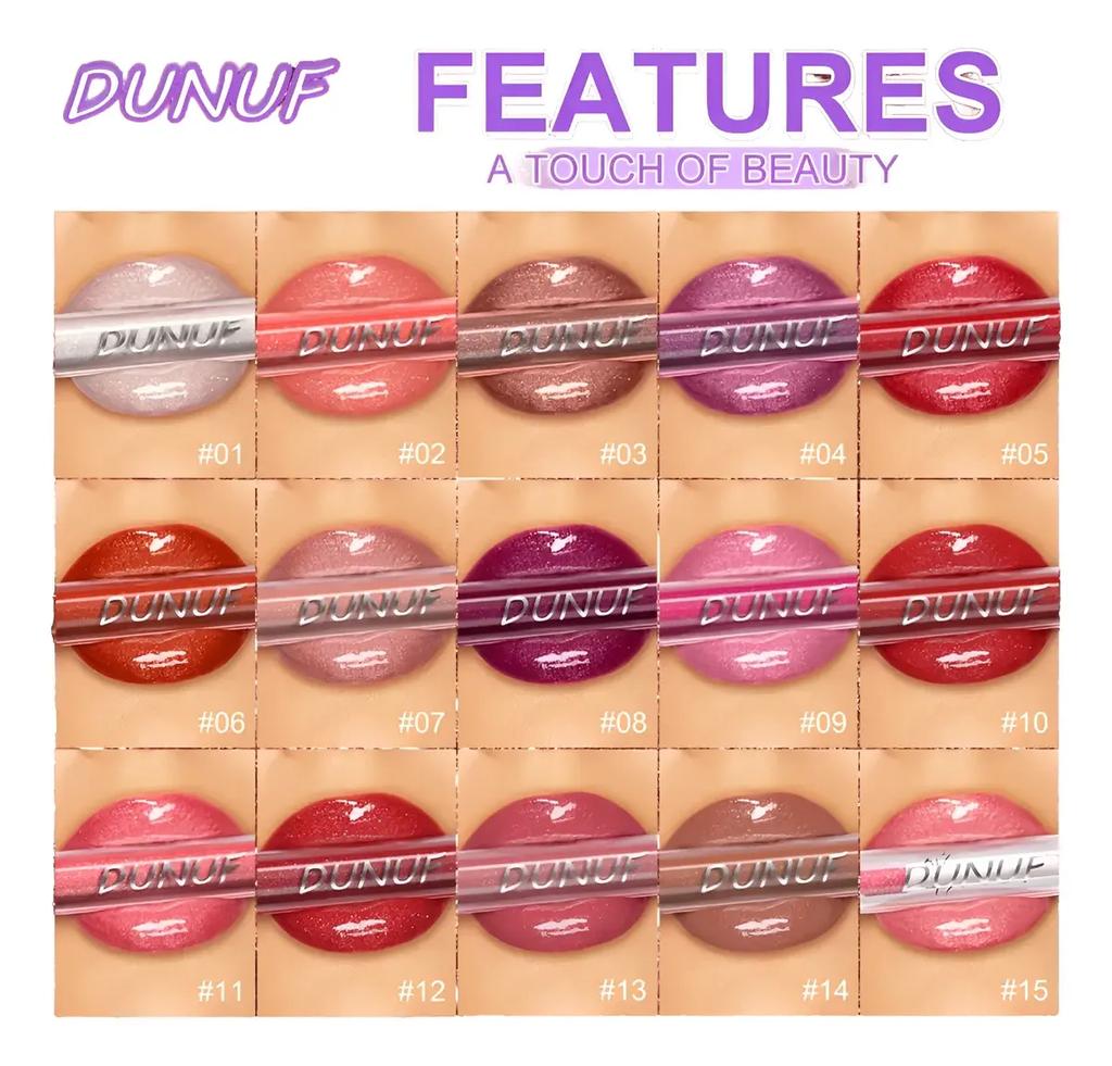 Dunuf Moisturizing and Illuminating Lip Gloss, 5 Units