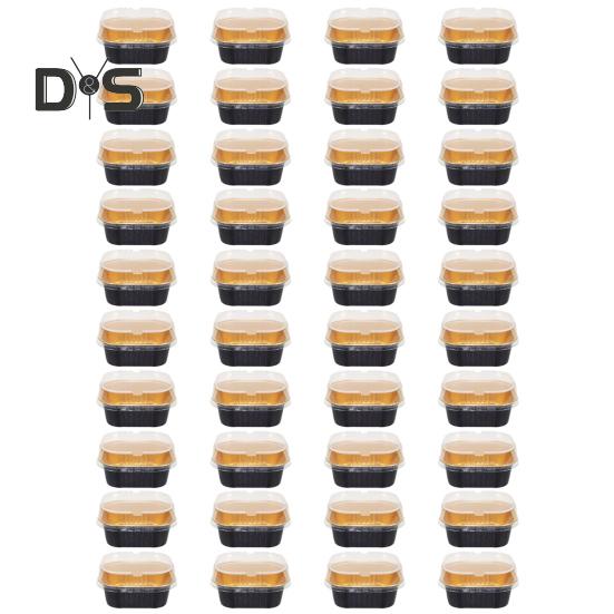 

40 шт. Мини-формы для торта с крышками, миски из фольги, одноразовые контейнеры для выпечки пищевого класса, контейнеры из фольги для хранения продуктов, универсальные миски для приготовления пищи чёрный