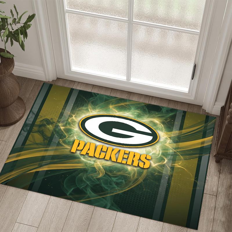Green Bay Packers Design Crystal Velvet Carpet Cozy Non?Slip Printed Rug For Bedroom Living Room Entrance