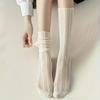 1/3 Pairs Women Knee Length Flower Bud Stockings Fashionable Hollow Out Design Summer Breathable Comfortable Casual Long Socks