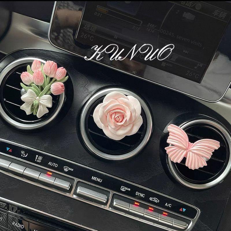 Butterfly Tulip Car Fragrance Diffuser Stone High-End Flower Car Air Vent Decoration Interior Ornament