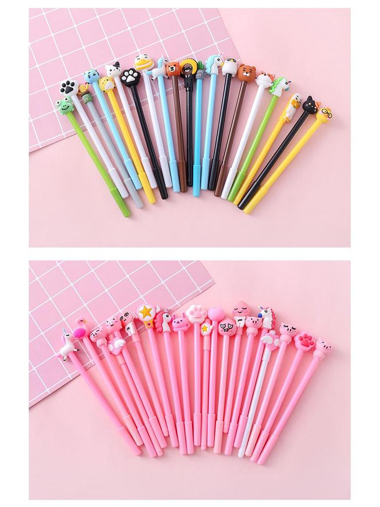 20-Piece Cartoon Gel Pen Set with Pencil Case - Black Ink 0.5mm