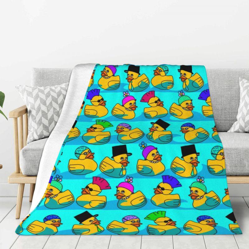 Custom Ultra-Soft Fleece Yellow Colorful Rubber Duck Pattern Throw Blanket Warm Flannel Blankets for Bed Home Couch Quilt