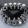 Cool Death's Head Bracelet for Men Vintage Black Old Silver Color Solid Stainless Steel Men's Bracelets Skull Chain Jewelry Male