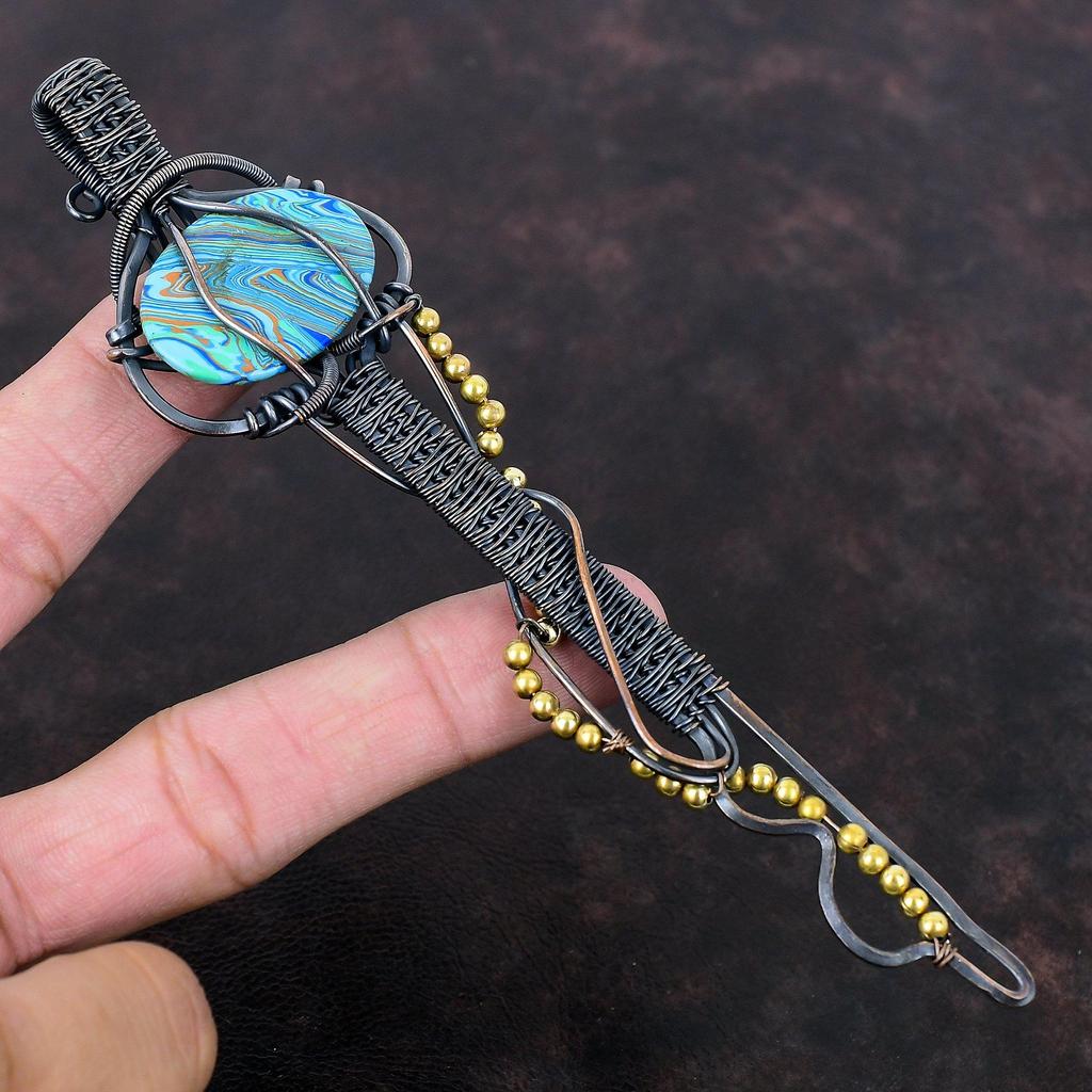 Rainbow Calsilica Pendant Copper Wire Wrapped Pendant Rainbow Calsilica Gemstone Jewelry Handmade Key Pendant Copper Wire Jewelry For Gifts