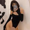 Fashion Sexy Hollow Out Shoulder Slim Fit Jumpsuits Women Long Sleeve Base One-piece Rompers for Women Street Casual Solid Lady Bodysuit Outfits 25770