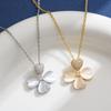 Elegant Zirconia Four-Leaf Clover Necklace with Heart Pendant for Women