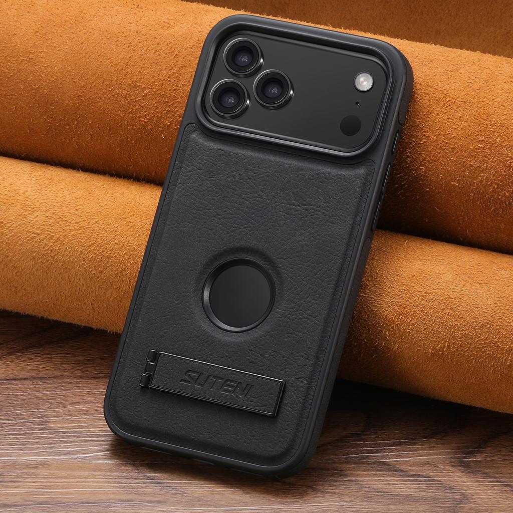 Luxury Faux Leather Phone Case Frosted Feel Stand Magnet Wireless Charging for IPhone 17 Pro Max 16 Plus 15 14 13 12