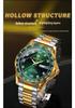 Binbang Men's Green Submariner Quartz Watch, Double Calendar, Steel Band, Business Waterproof.